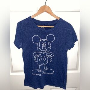 Disney Parks Authentic Mickey Mouse Glitter Shirt – Women’s Large | Navy Blue |